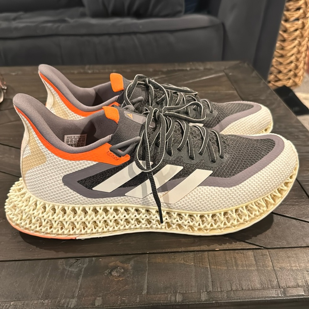 Adidas 4d sneaker grey cream orange size 12